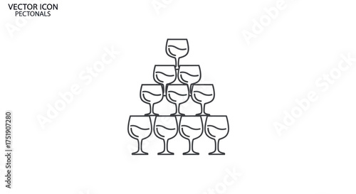 Stacked Wine Glasses Forming a Pyramid Shape.