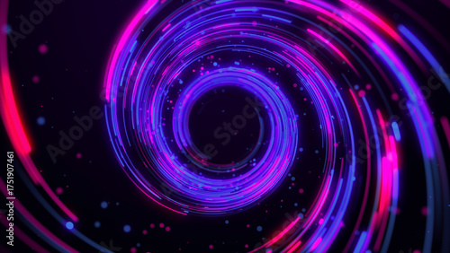 Abstract glowing neon spiral tunnel in blue and pink, perfect for sci-fi, technology, and futuristic digital concept backgrounds. 3d Rendering