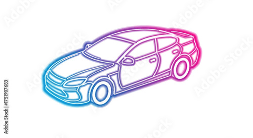 Sleek modern car outline with vibrant neon glow effect.