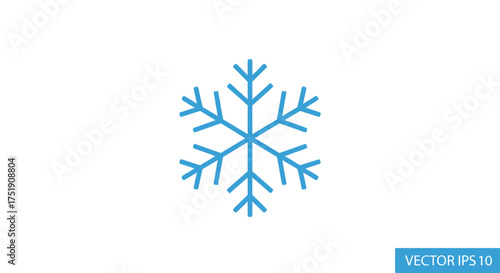 Simple Blue Snowflake Icon with Six Points.