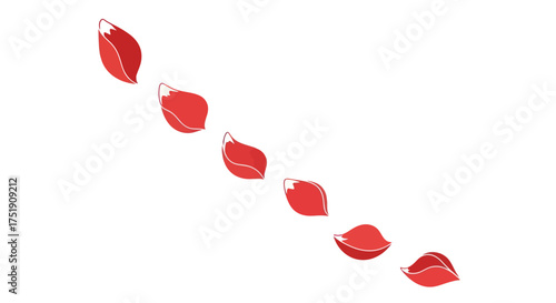 Delicate Red Rose Petals Falling in a Gentle Curve.