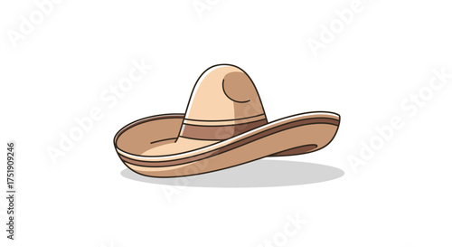 Traditional Wide-Brimmed Sombrero Hat with Decorative Band.