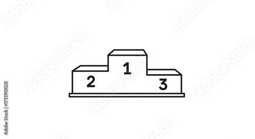Simple Black and White Podium with Numbers One Two and Three.