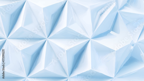 A textured surface with a geometric pattern of raised and lowered triangular shapes in a glossy light blue finish