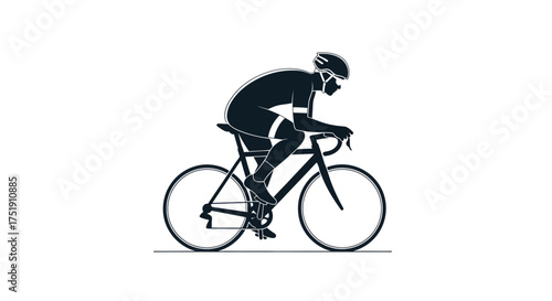 Silhouette of a cyclist in full racing gear on a road bicycle.