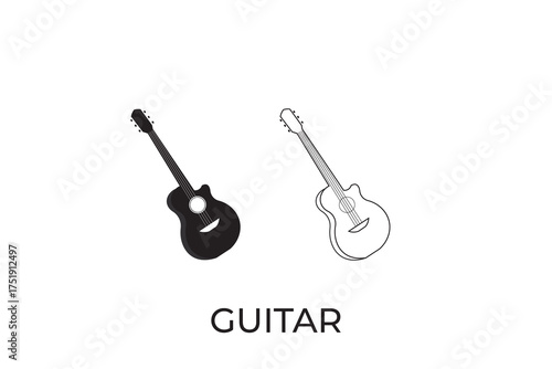 silhouette symbol of a guitar musical instrument, musical instrument