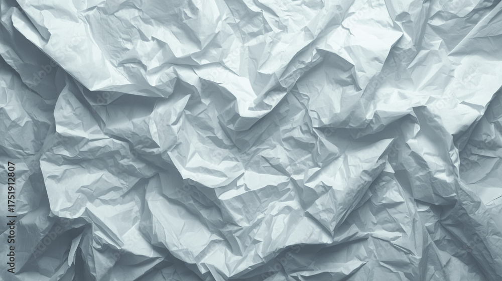 Obraz premium Close-up view of a crumpled white or light grey textured surface with many folds and creases, creating an abstract pattern.