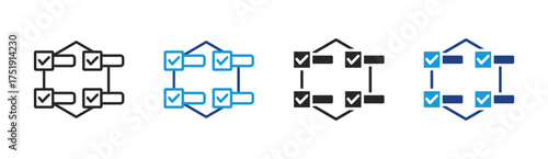 Workflow Process icon set multiple style collection