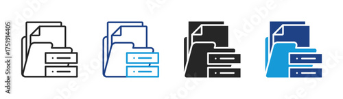 Database Storage icon set multiple style collection