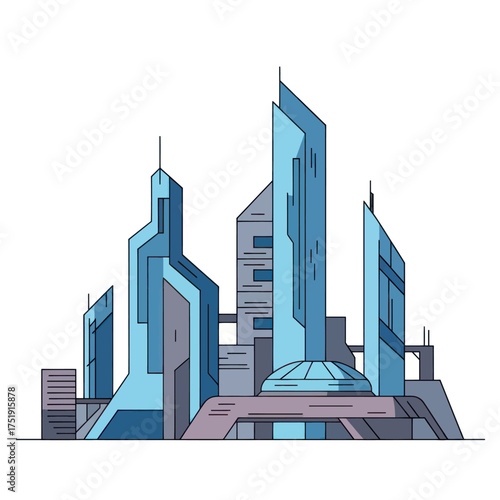 Architectural Concept of a Futuristic Urban Landscape.