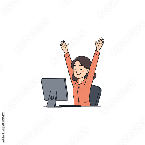 Excited woman celebrating success at her computer