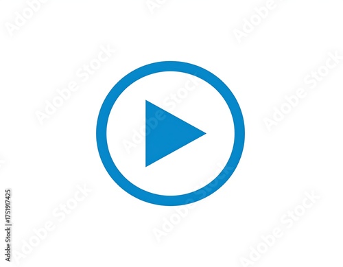 Free Download A vibrant, isolated blue play button icon on a stark white background. The circular frame surrounds a solid triangle pointing to the right - GFXLoad
