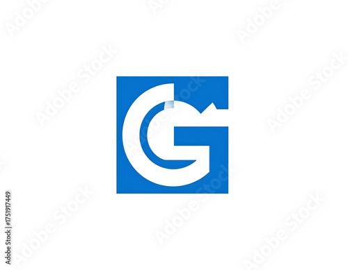 Free Download Abstract graphic design features a blue square framing a bold, white stylized letter 