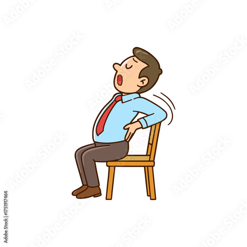 Man sitting in chair experiencing back pain
