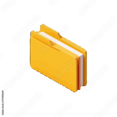 Bright yellow file folder with paper inside