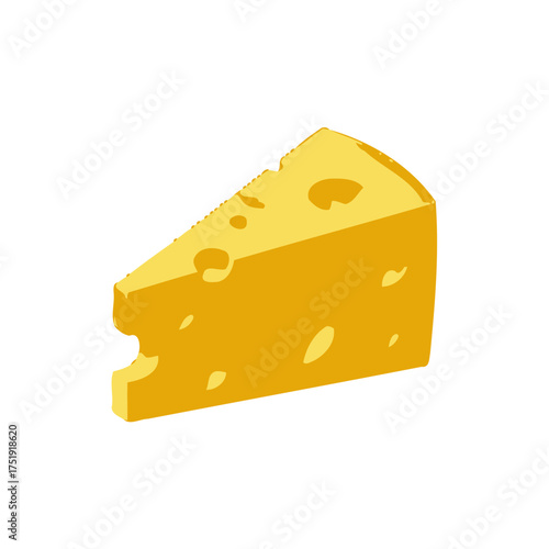 Vibrant, triangular wedge swiss cheese with distinctive holes, isolated on pure transparent, showcasing its texture and appetizing appearance, perfect for foodrelated content