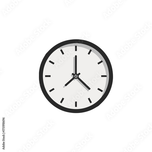 Simple, minimalist analog clock face with black hands and hour markers on transparent