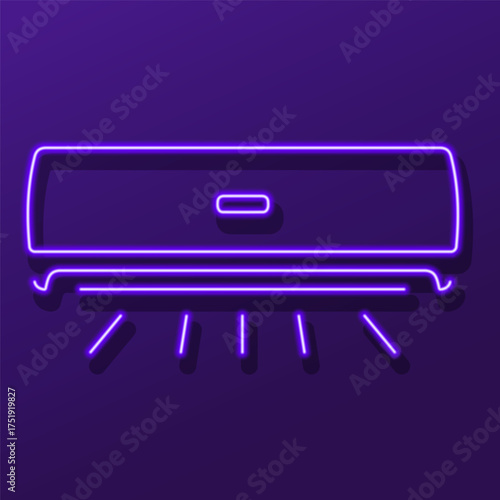 air conditioner neon sign, colorful modern design trends on black background. Vector illustration.