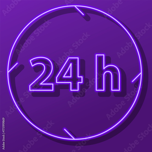 24 7 neon sign, colorful modern design trends on black background. Vector illustration.