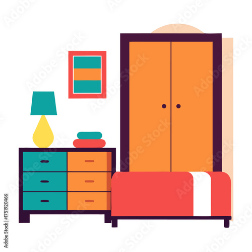 Room furniture vector on white background.