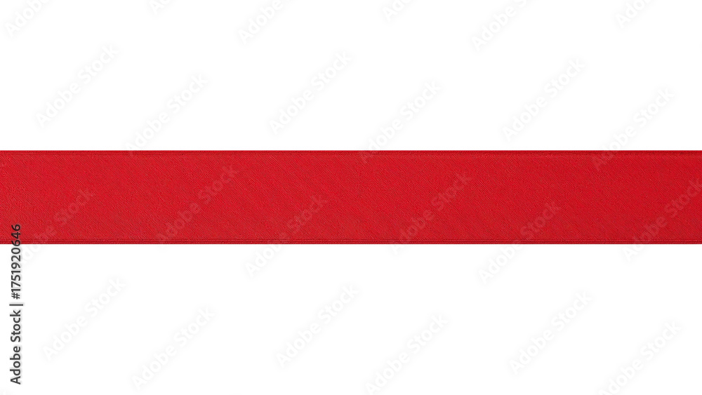Obraz premium Straight red grosgrain ribbon banner, a simple decorative element for design. Isolated on transparent background, png 