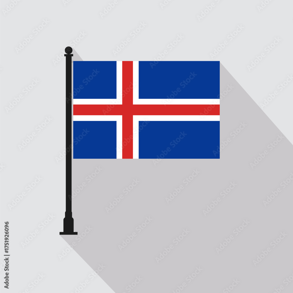 Obraz premium Flat Iceland Rectangle Flag Pole in Official Colors