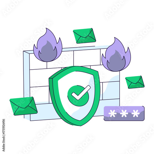 An editable design illustration of firewall
