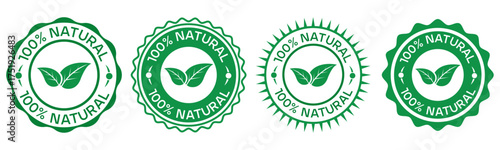 Natural Organic Green Badge Labels Vector Set