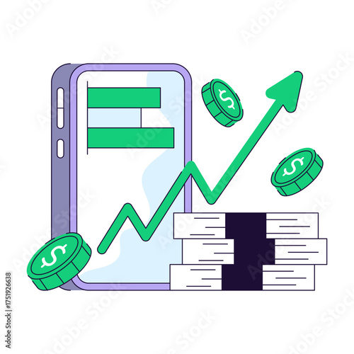 A premium download illustration of mobile data analytics