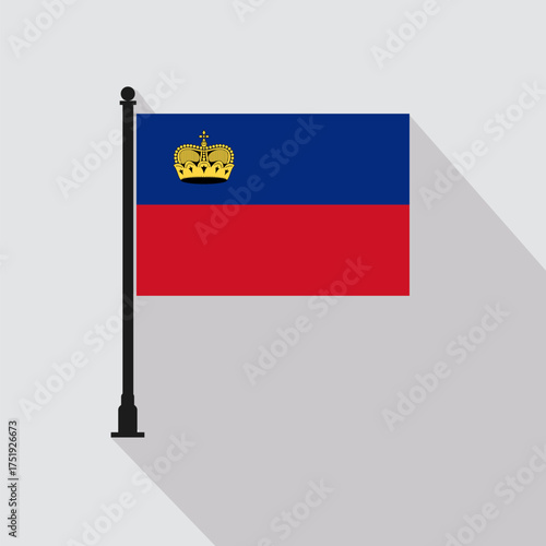 Flat Liechtenstein Rectangle Flag Pole in Official Colors
