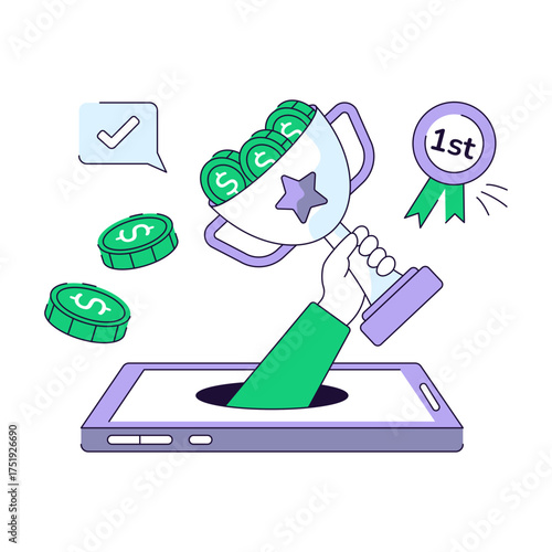 A flat line design illustration of financial award