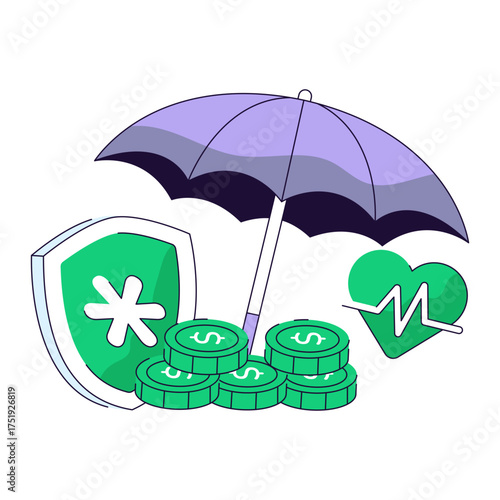Flat line design illustration of medical insurance