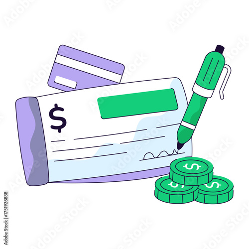 Vector design of cheque writing