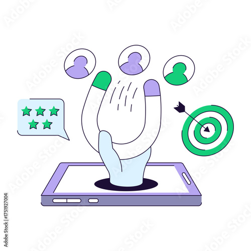 Avatars with magnet, illustration of attract customers