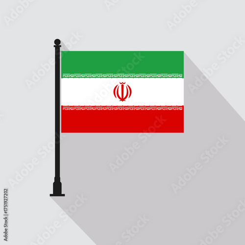 Flat Iran Rectangle Flag Pole in Official Colors