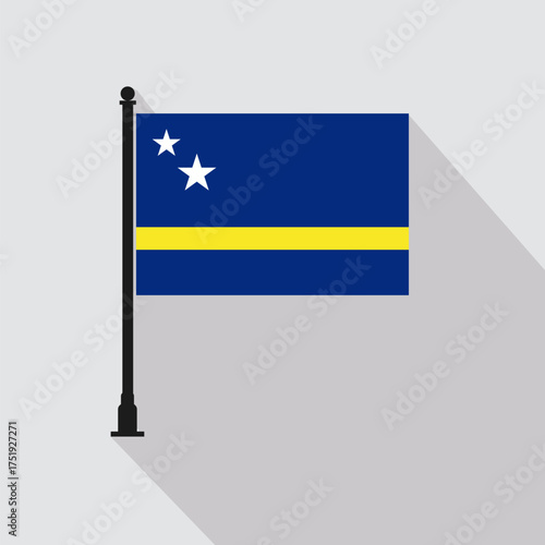 Flat Curacao Rectangle Flag Pole in Official Colors