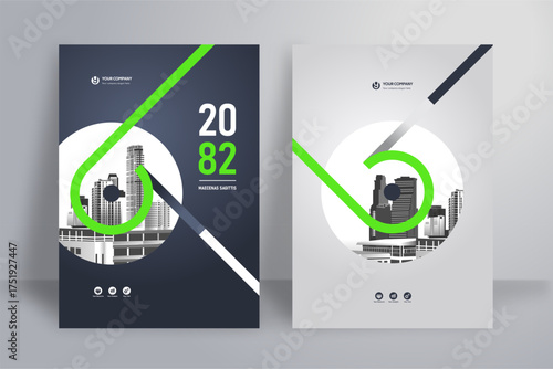 Business Report Cover Template – Green Geometric Layout (A4)
