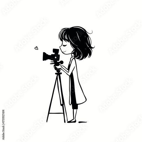Movie Director. Movie Director simple black and white line art vector logo