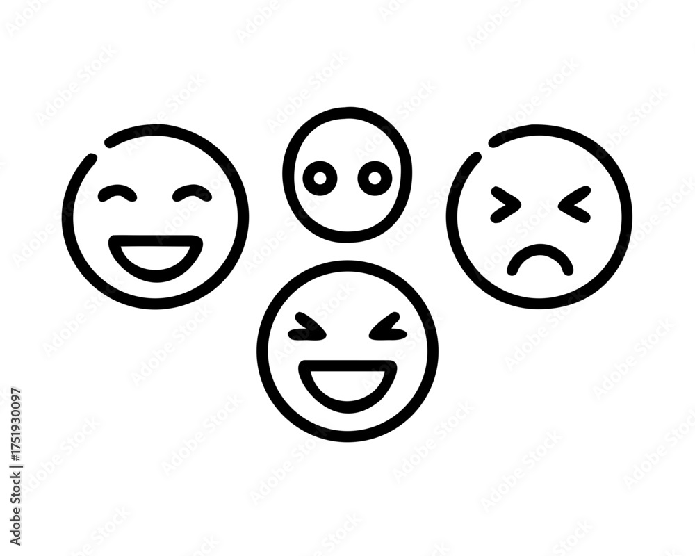 Fototapeta premium Four emoticons showing happy and sad expressions