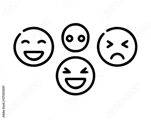 Four emoticons showing happy and sad expressions