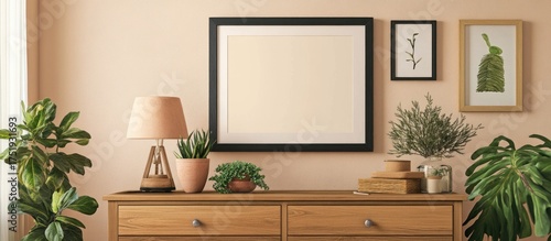 Modern Interior Design with Wooden Furniture and Plants