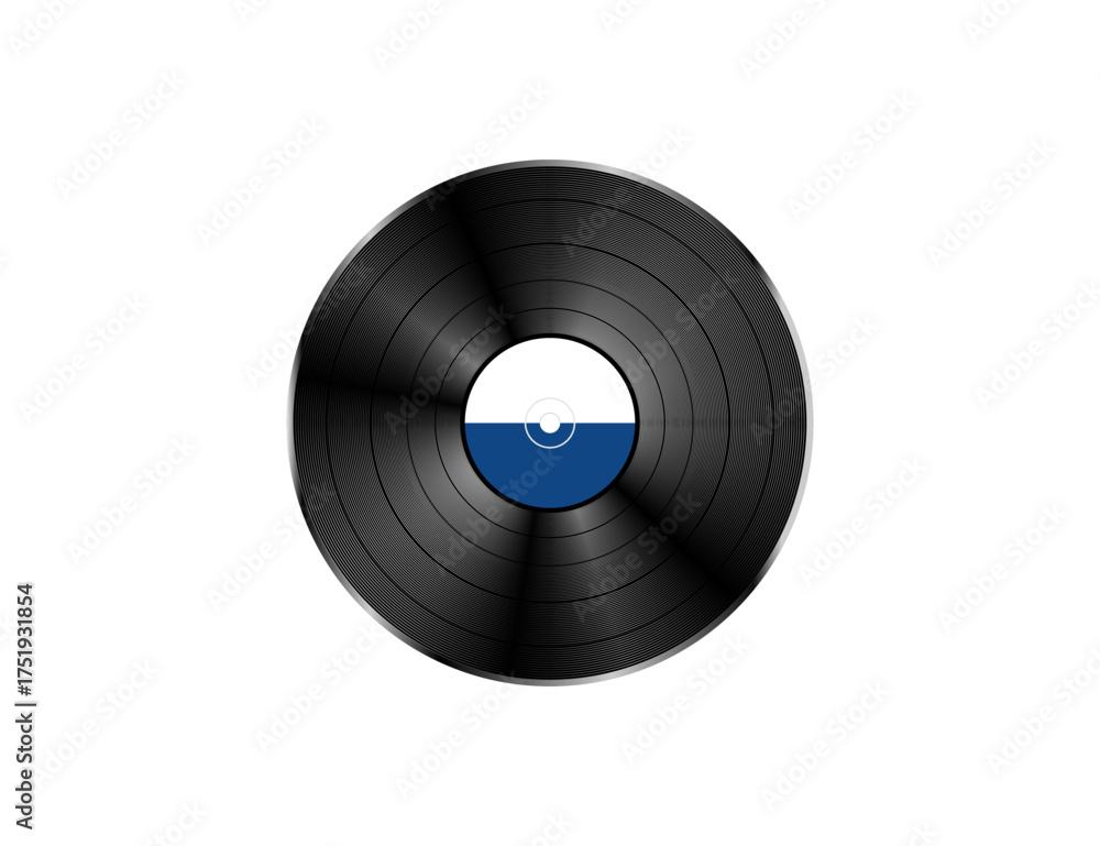 Obraz premium Classic Vinyl Record With Center Flag Emblem.