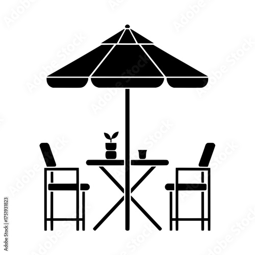 Outdoor Cafe Table and Chairs Set with Umbrella