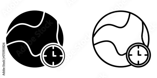 Global time icon set on white background