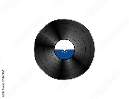 Classic Vinyl Record With Center Flag Emblem.