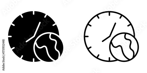 Global time icon set on white background