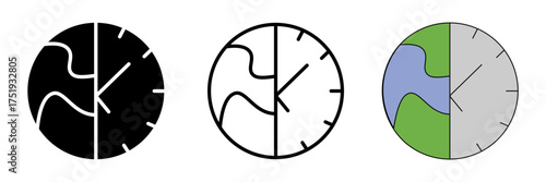 Global time colors set icon on white background