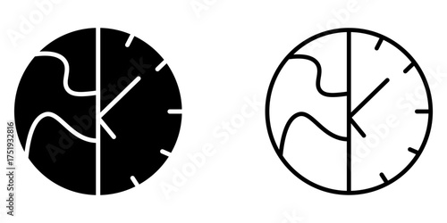 Global time icon set on white background