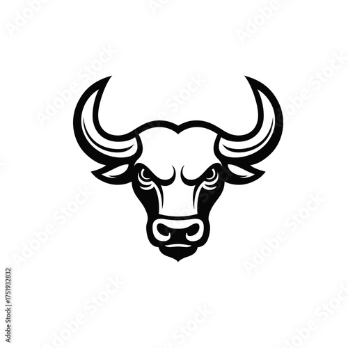 Angry bull vector. Abstract animal sign   