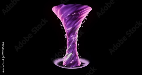 swirling purple tornado vortex on transparent background, dynamic 3d motion effect animation for easy alpha mat compositing in visual projects

